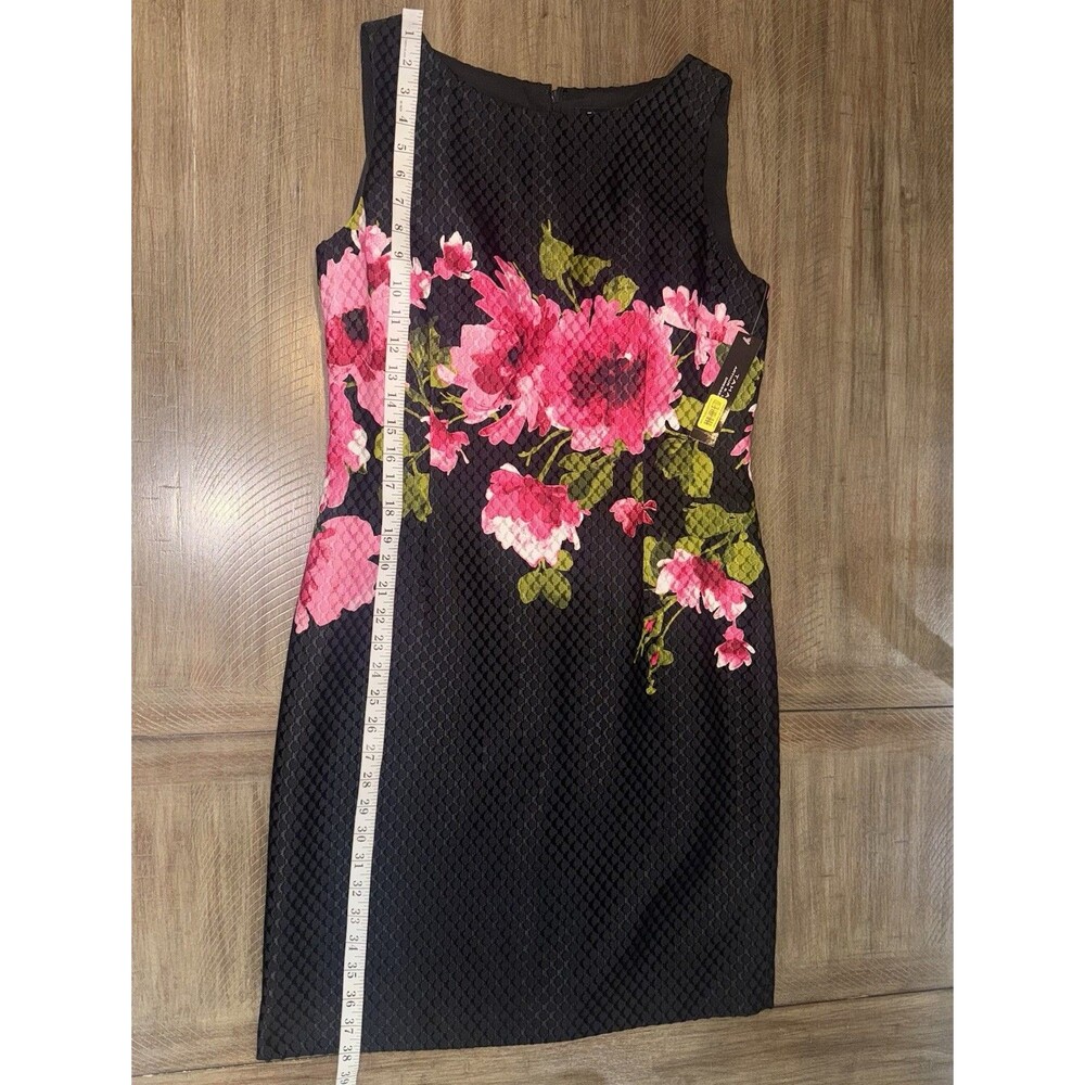 NWT Tahari Arthur S Levine Black Floral Sleeveless Sheath Dress Size 10 NEW $128 - Picture 11 of 15